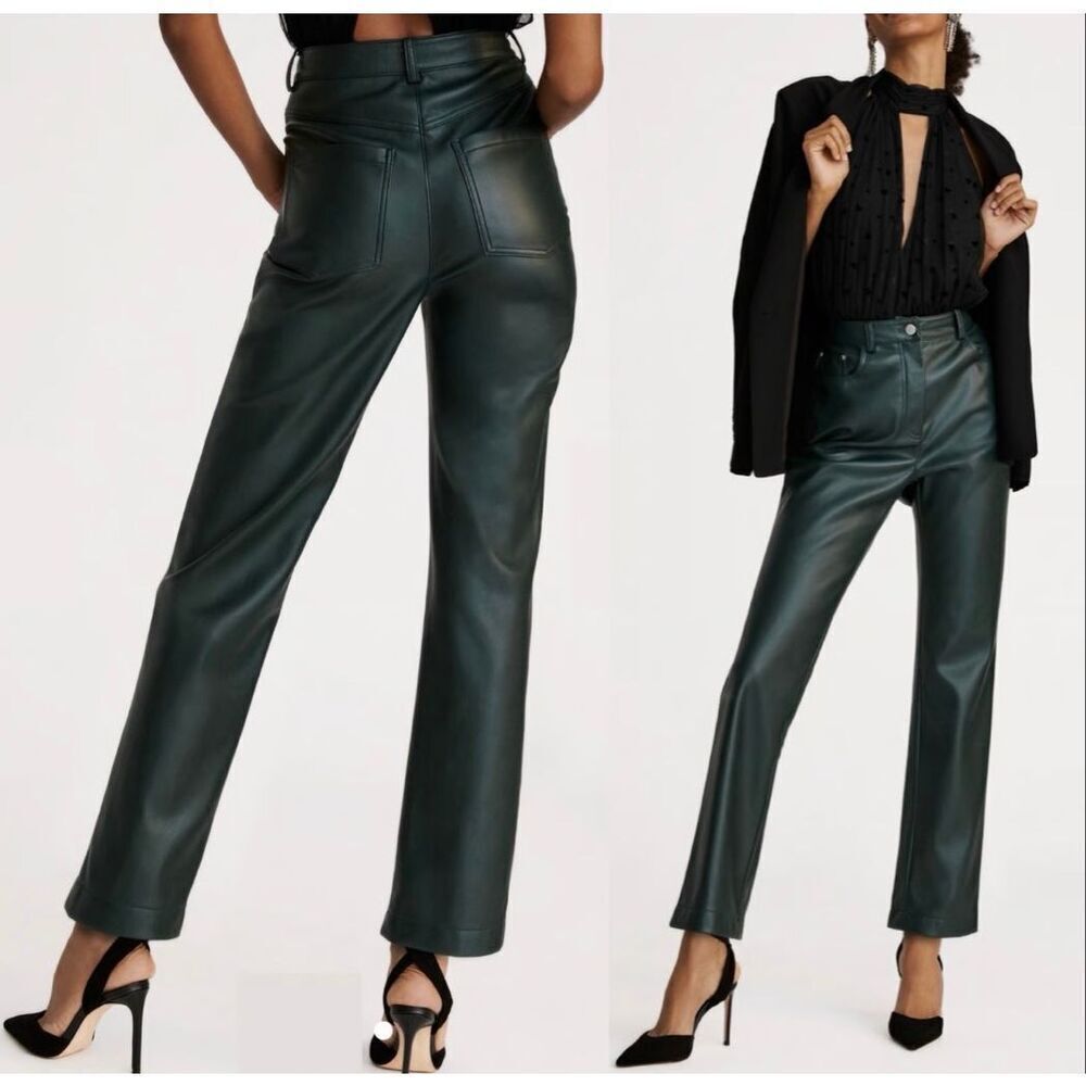 7 For All Mankind Green Faux Leather Pants